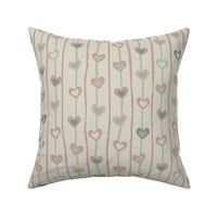 Large Peach Sage Cream Hearts and lines part of Earth Tone Kids Collection 
