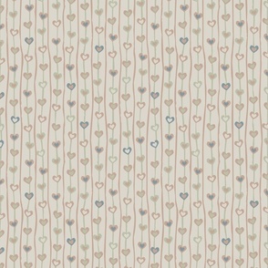 Medium Peach Sage Cream Hearts and lines part of Earth Tone Kids Collection 