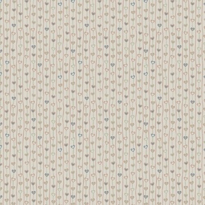 Small Peach Sage Cream Hearts and lines part of Earth Tone Kids Collection 