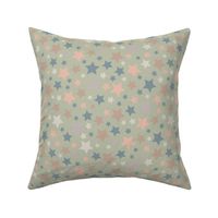 Medium Sage Peach Blue Stars part of Earth Tone Kids Collection