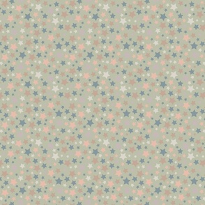 Small Sage Peach Blue Stars part of Earth Tone Kids Collection 