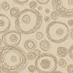 Contemporary Scratchy Circles on Taupe, Regular Scale