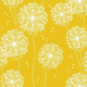 medium- Dandelion Puffs-white on yellow 