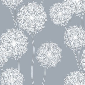 medium-Just Dandelion Puffs-white on gray