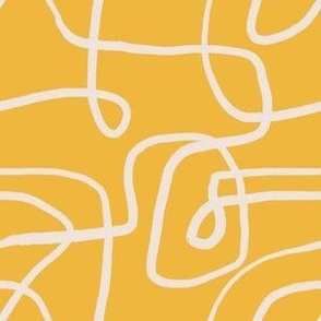 Two Tone Color Abstract Scribble with Yellow Background
