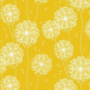 medium/small-Just Dandelion Puffs-white on yellow 