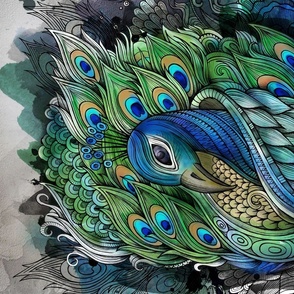 Peacock ornamental doodle
