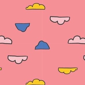 Colorful Retro Cloud with Pink Background