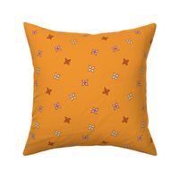 Simple Hand Drawn Retro Groovy Floral in Orange Background