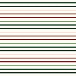 Small - Striped pattern in calm Christmas natural colors: green, beige, brown and maroon