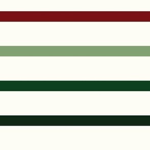 Jumbo - Striped pattern in calm Christmas natural colors: green, beige, brown and maroon