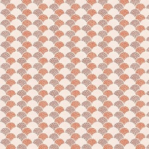 Mini - Neutral geometric arches in brown, beige & orange with scattered dots texture