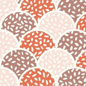 Large - Neutral geometric arches in brown, beige & orange with scattered dots texture