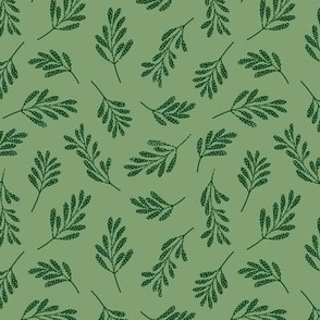 Small - Green leaves with scattered dots texture repeat pattern