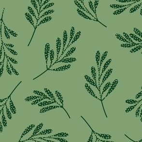 Large - Green leaves with scattered dots texture repeat pattern