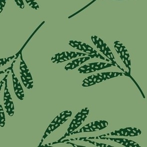 Jumbo - Green leaves with scattered dots texture repeat pattern