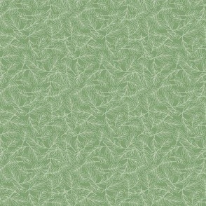 Mini - Leaves texture pattern in white line art and green background