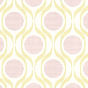 Butter ribbons midmod vintage retro circle geometric in lemon yellow pink XL 8 wallpaper scale by Pippa Shaw