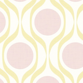 Butter ribbons midmod vintage retro circle geometric in lemon yellow pink jumbo 12 curtain duvet wallpaper scale by Pippa Shaw