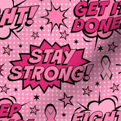 Large Scale Comic Bubble Support Sayings Cancer Fighter Survivor Pink Ribbons