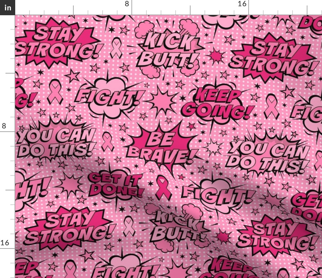 Large Scale Comic Bubble Support Sayings Cancer Fighter Survivor Pink Ribbons