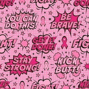 Medium Scale Comic Bubble Support Sayings Cancer Fighter Survivor Pink Ribbons