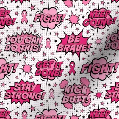Medium Scale Comic Bubble Support Sayings Cancer Fighter Survivor Pink Ribbons