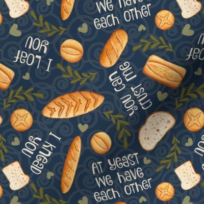 Medium Scale Funny Bread Puns Sayings I Knead You I Loaf You on Navy