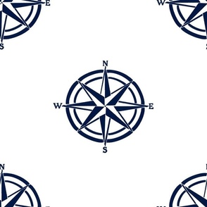 Nautical-compass-med boating fabric sailing boys room navy white