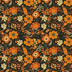 70s orange floral