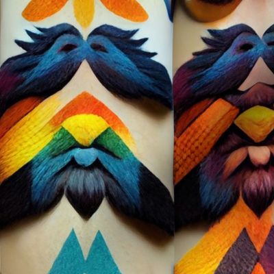 beard and mustache rainbow colors