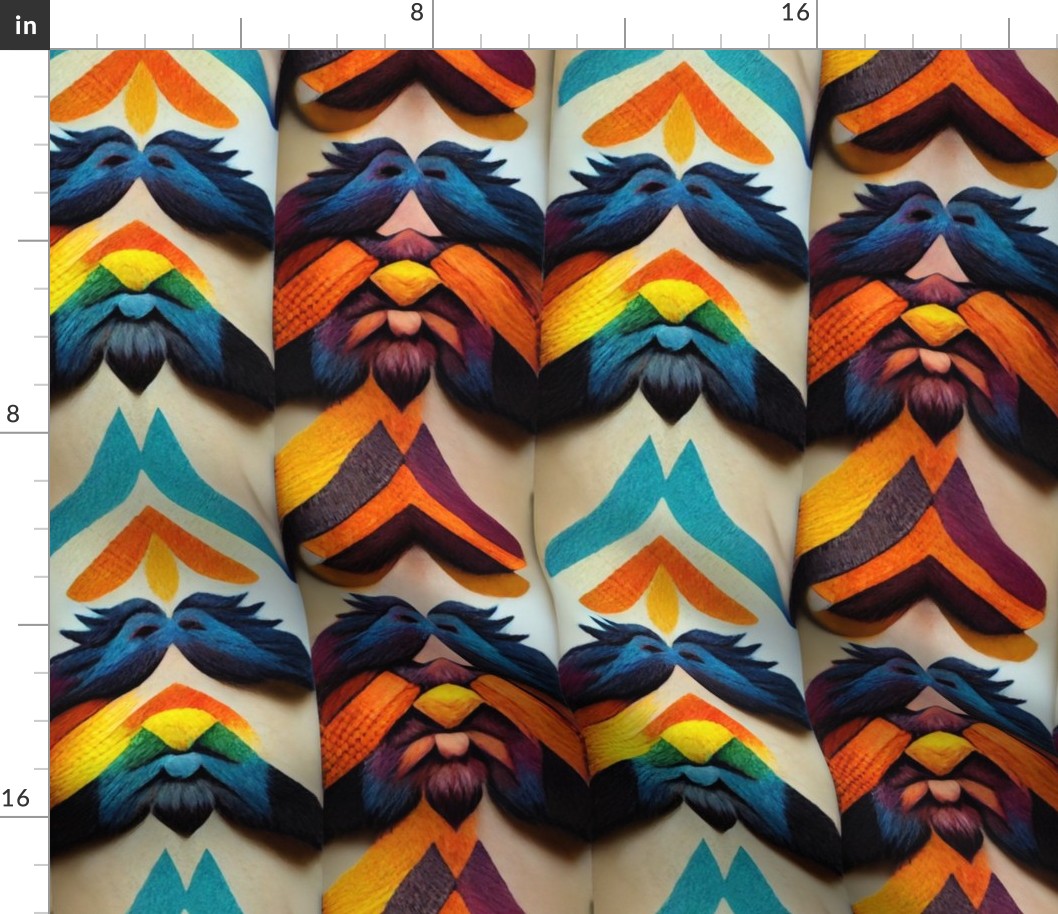 beard and mustache rainbow colors