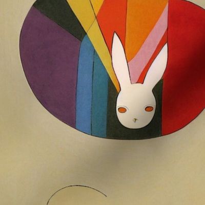 klint inspired rainbow round rabbit