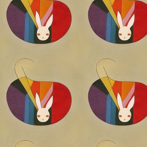 klint inspired rainbow round rabbit