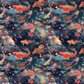 koi fishes orange nebula