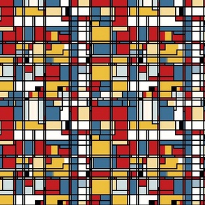 mondrian inspired in red blue and yellow