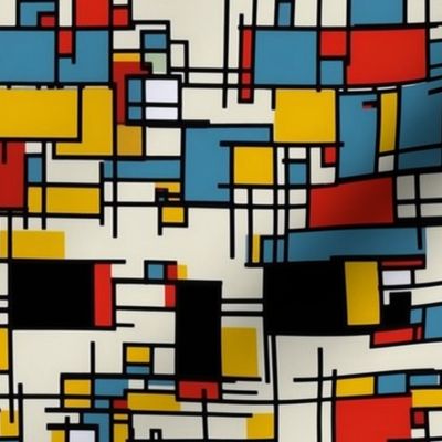 mondrian inspired in yellow blue and red
