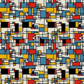 mondrian inspired in yellow blue and red