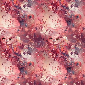 owl pink floral abstract