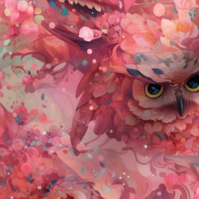 owl pink floral