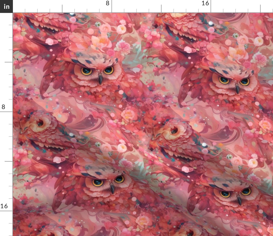 owl pink floral