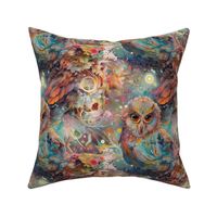 owl rainbow floral abstract