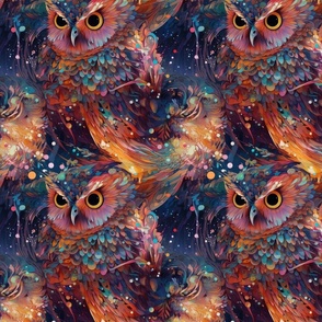 owl space rainbow