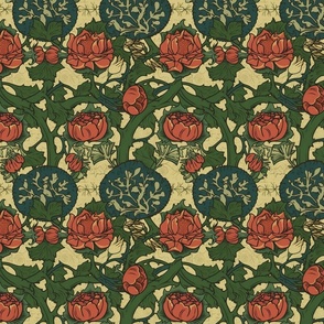roses red tudor with vines