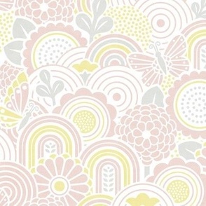 S - Seigaiha Floral Pink Yellow Texture