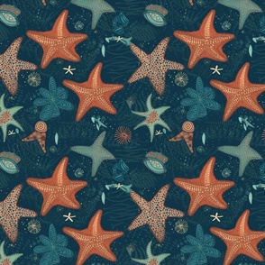 starfish orange and blue