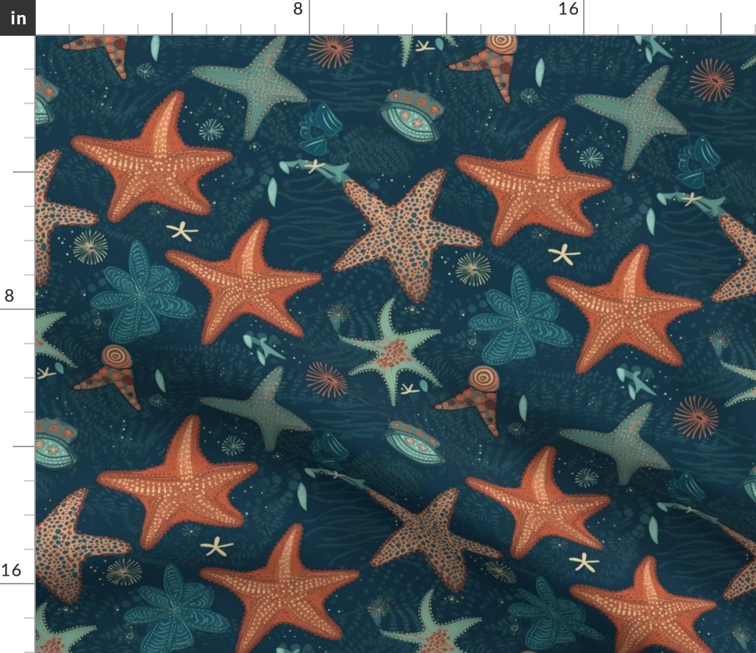 starfish orange and blue