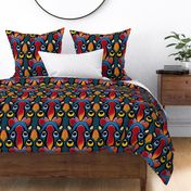 tribal pattern in blue and red