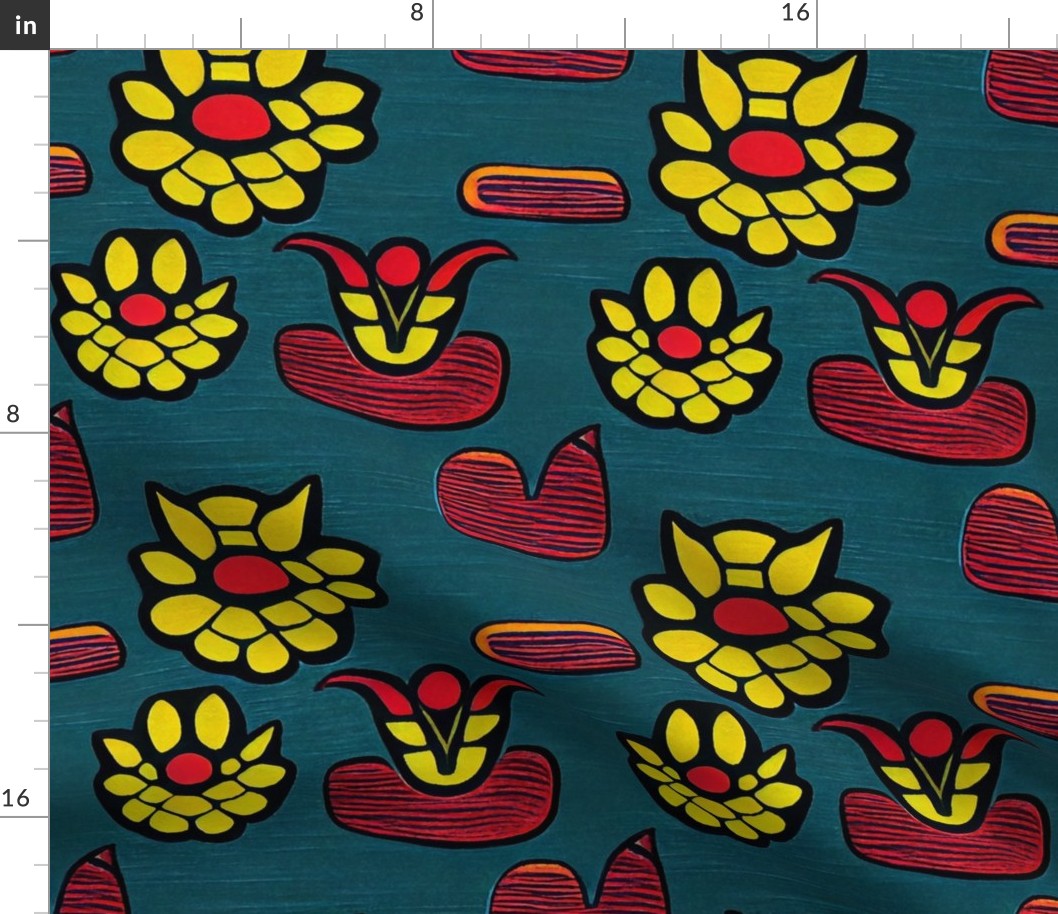 tribal yellow floral