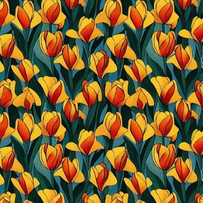 tulip pattern red and orange